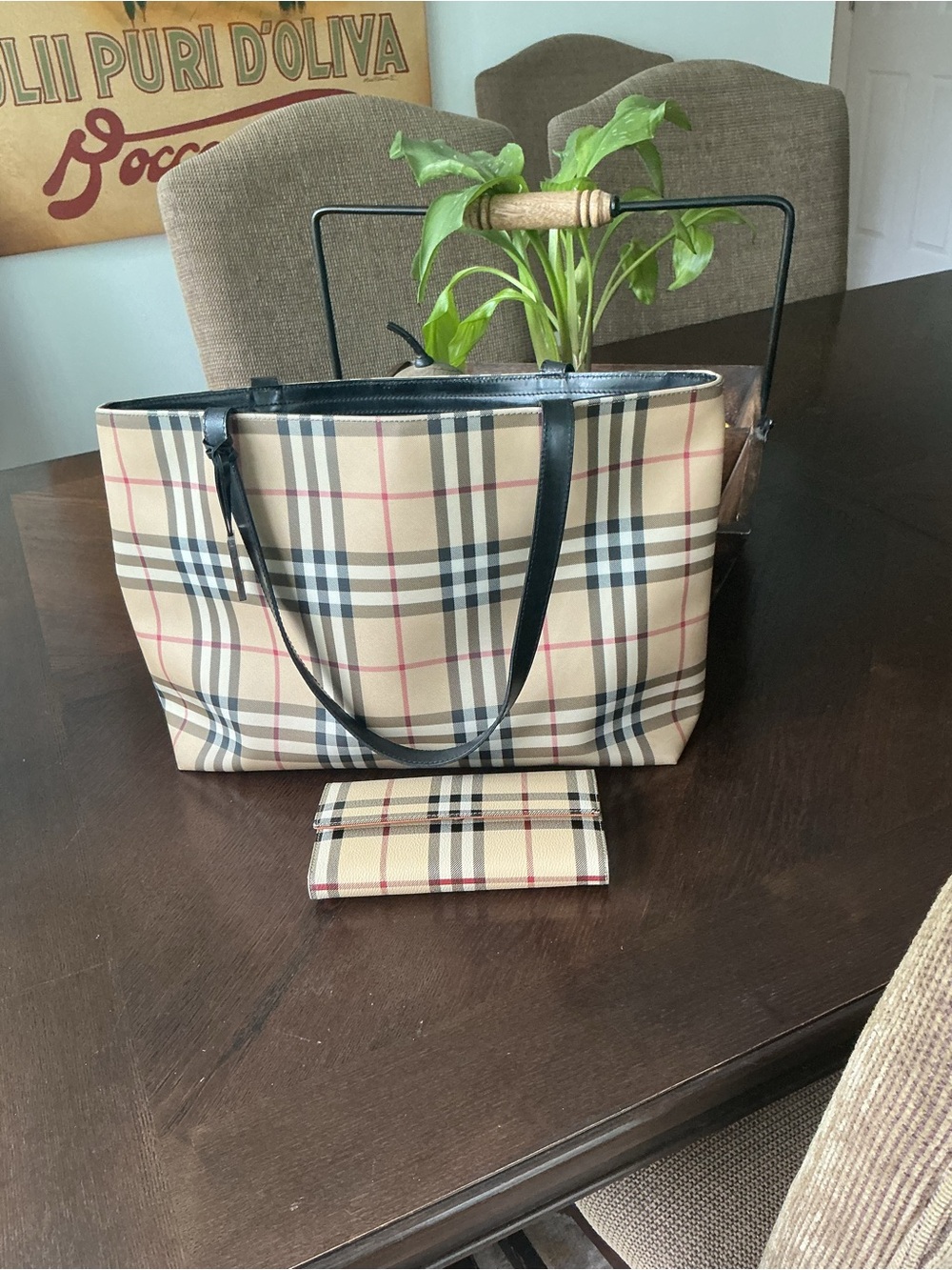 Pre loved Burberry tote. Non branded wallet free with tote purchase.